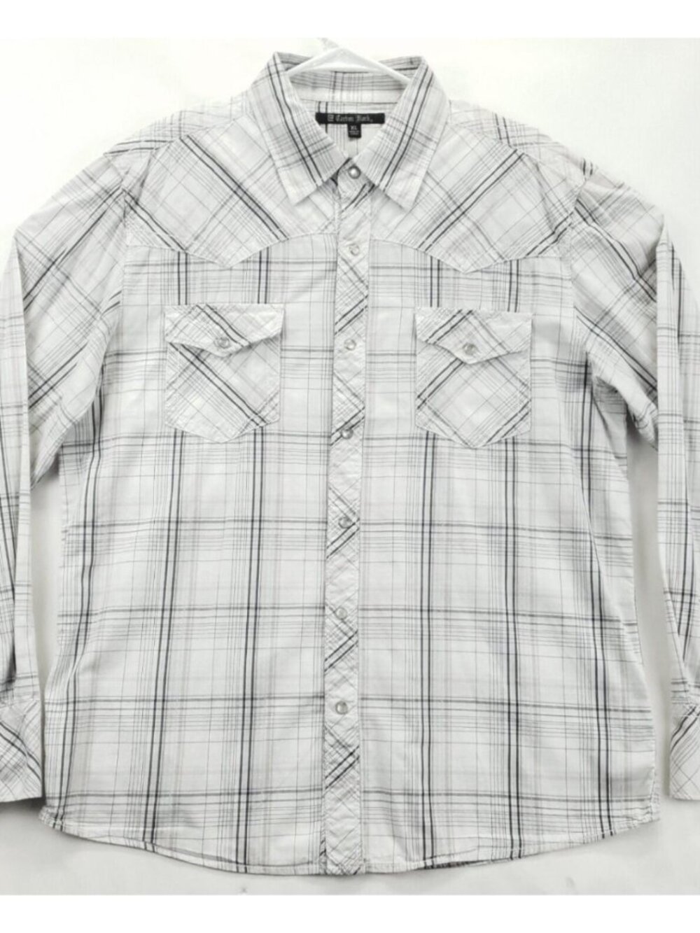 CJ Carbon Black Shirt Mens XL White Western Pearl Snap Plaid Long Sleeve Classic